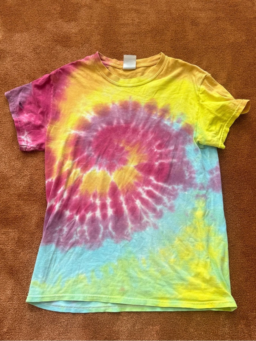 Tie-Dye Short Sleeve Tee in Pink, Yellow & Blue